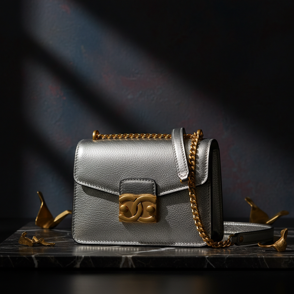Small Silver Leather Crossbody Bag for Women - Suleiman Royale